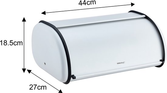 Kinghoff 1864 - Grande boîte à pain - Acier inoxydable - Wit - Rétro - 44x27x18,5 cm