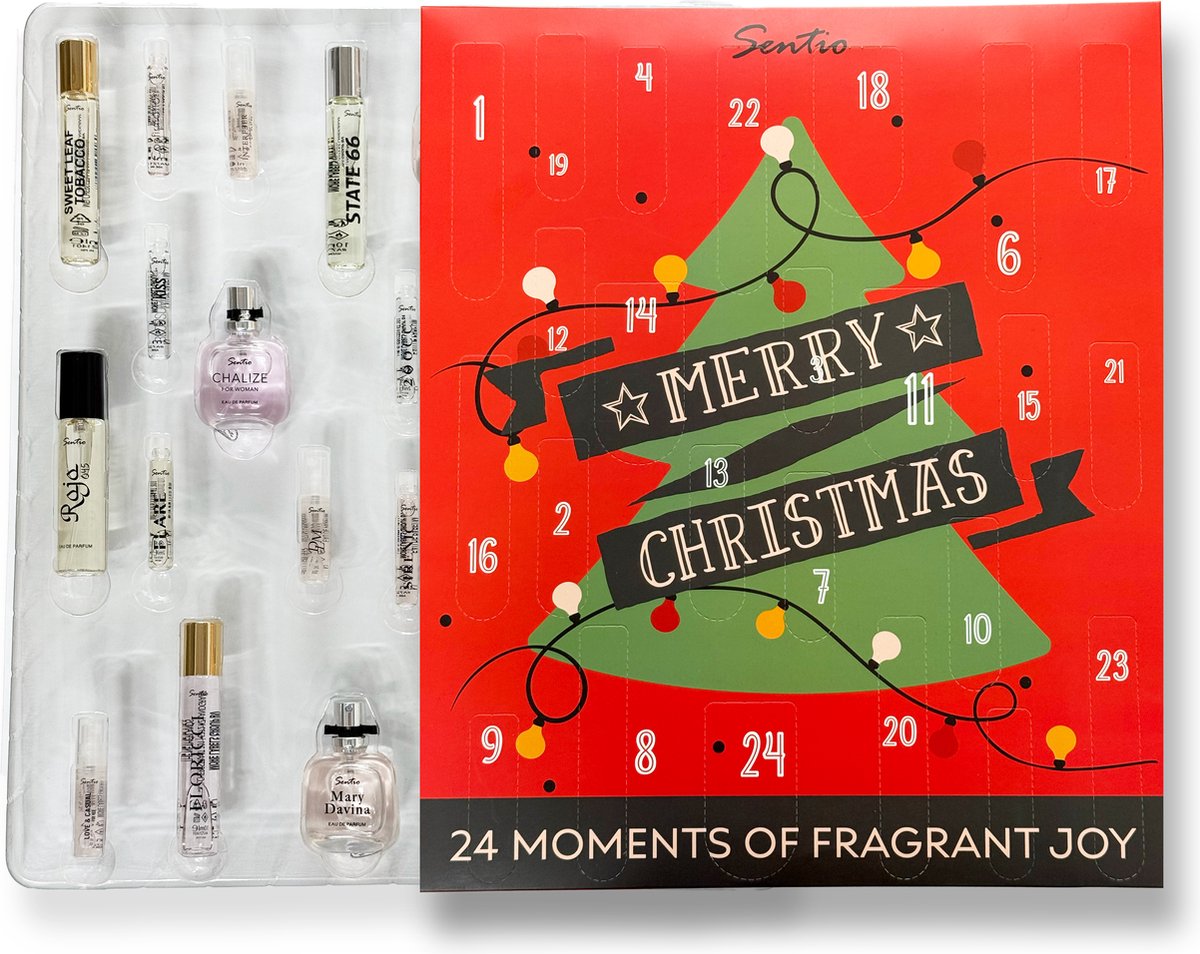 Goedkoopste Luxe Adventskalender Kerstboom met 24 mini Flesjes Eau de Parfum