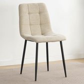 Bol.com 4 stuks Eetkamerstoel - Stoel - Billy - Boucle stof - angus stof - Beige - Zwart metalen onderstel aanbieding