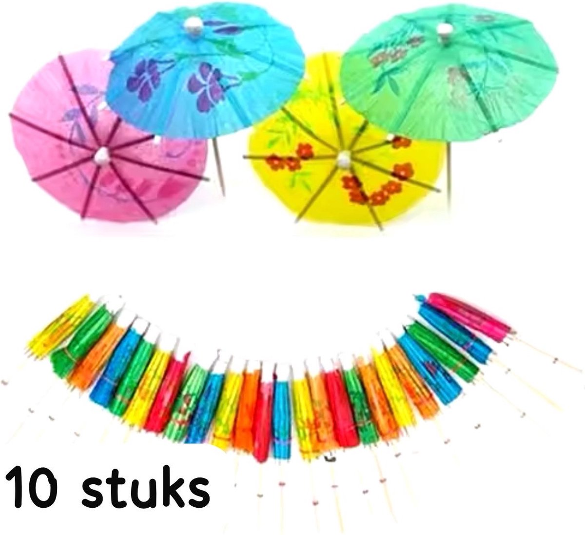 Akyol - Set van 10 stuks papieren parasol / paraplu / cocktail prikker / feestversiering