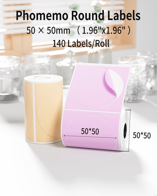 Vbxvsa Gouden Thermische Etiketten – 50 Mm Rond, Mat Goud, 140 Stuks, Inktvrij Printen Voor Jam, Geschenken & Etikettering