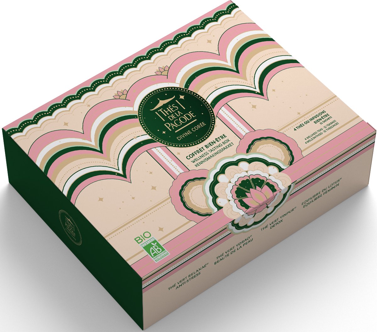 Thes de la Pagode - Giftset - Assortiment Thee - Biologische thee - Geschenkdoos welness "Divine Korea" (32 theezakjes)