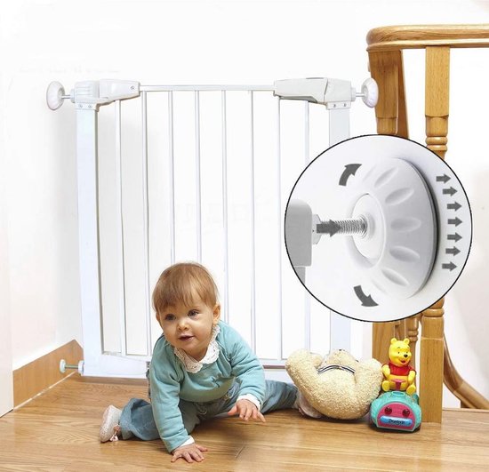 Geuther 2710 Danny Zwenk-deurbeschermingsrooster, passing: 63,5-105,5 cm, hoogte 75 cm, veiligheidsrooster voor kinderen, veiligheidssluiting met 2 acties, barrièrevrij, verkrijgbaar in 4 kleuren