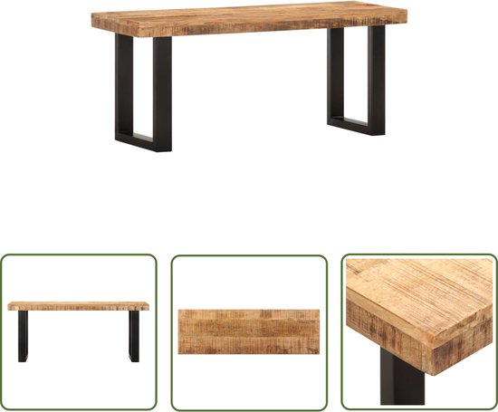 Canapé The Living Store - Bois de manguier Massief - Style industriel - 110x35x46 cm (marron/noir)