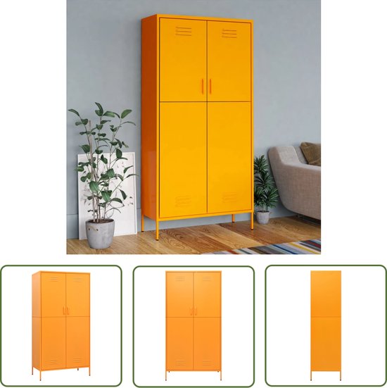 Armoire The Living Store - Acier Jaune Moutarde - 90 x 50 x 180 cm - Etagères réglables