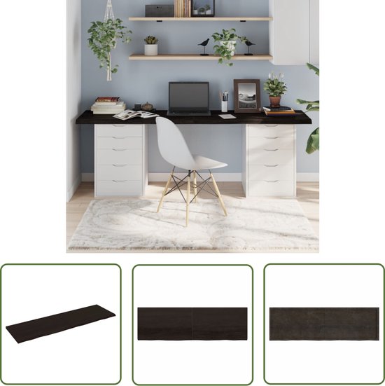 Plateau de table de rechange vidaXL - Plateau de table en chêne - Plateau de table 200 x 60 x (2-4) cm eikenhout traité marron foncé - Table basse - Table à manger - Table à manger en chêne