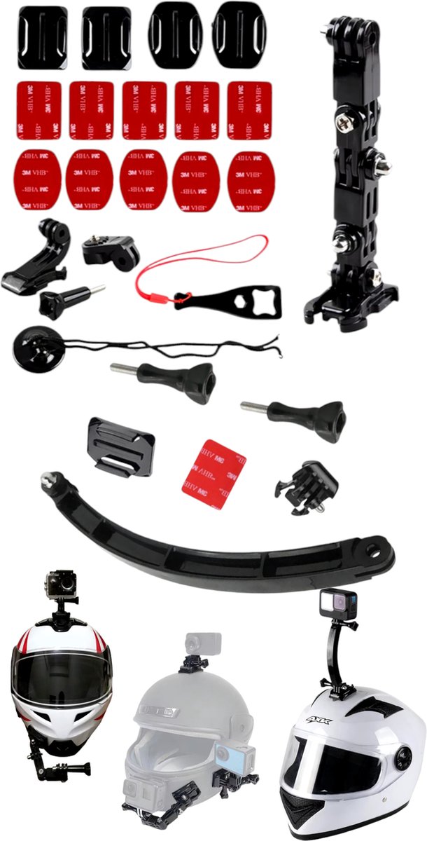 Helmet Mount bundle Mount Voor Gopro - Unicorn Mount - Motorhelm kinbevestiging - Helmet Mount 4 Gopro Hero 12 11 10 9 8 7 6 - Helm Mount Voor Gopro Hero - Motor Mount - Ski - Osmo Action - Mount Voor Gopro - Motor bundle Voor Insta360