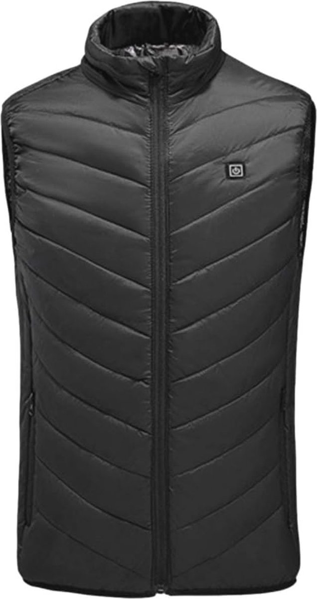 Elektrisch Verwarmd Vest, USB-oplaadbaar Winterverwarmd Jack Thermisch Warm Jack Elektrische Bodywarmer Voor Heren Dames Voor Warmte, Buitenwerk, Skiën, Wandelen (Color : Black, Size : XL