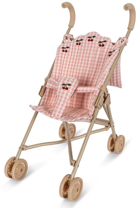 Landau de poupée/poussette/buggy de poupée Konges Sløjd - Carreau Pink poudré