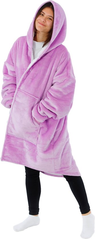 Couverture portable Vestie avec fermeture éclair - Blanket à capuche avec Zipper - Oodie - Surdimensionné - Polaire Sherpa - Violet - Violet