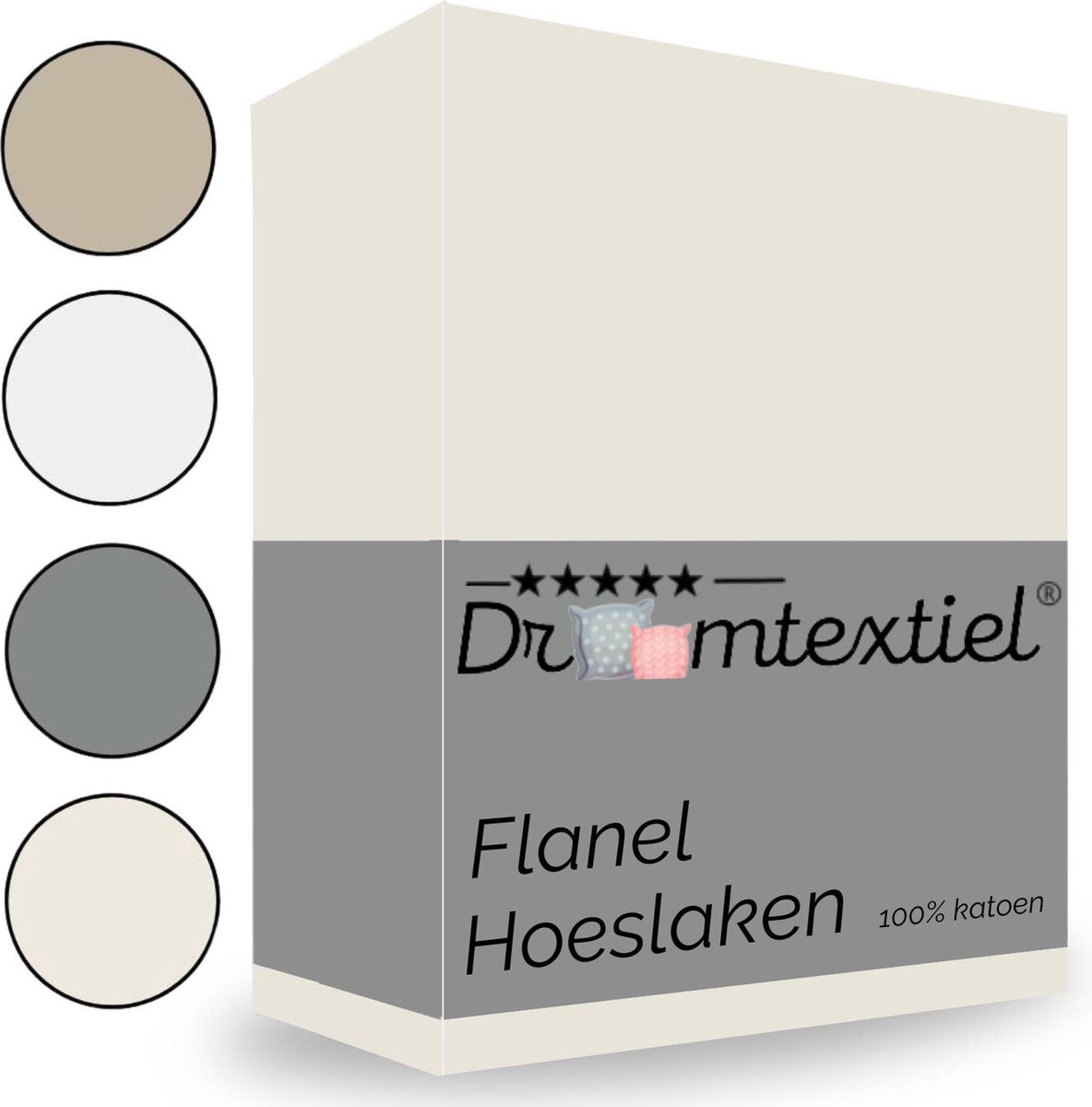 Droomtextiel Hoeslaken Flanel Ivoor - 200x200 cm - Superzacht - 100% katoen