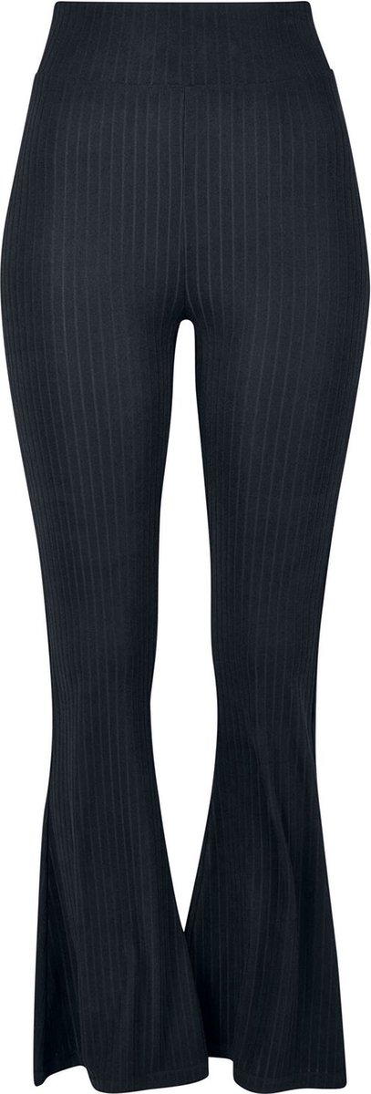 Urban Classics Ladies High Waist Rib Flared Leggings Leggings 4XL Zwart