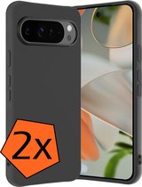 Coque Compatible avec Google Pixel 9 Pro XL Coque Siliconen Cover Case - Coque Compatible avec Google Pixel 9 Pro XL Cover Back Case - 2-PACK - Zwart