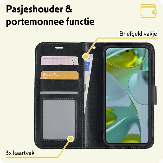 Étui pour Google Pixel 9 Case Book Case Cover Wallet Cover avec 2x protecteur d'écran - Étui pour Google Pixel 9 Case Bookcase Cover - Zwart