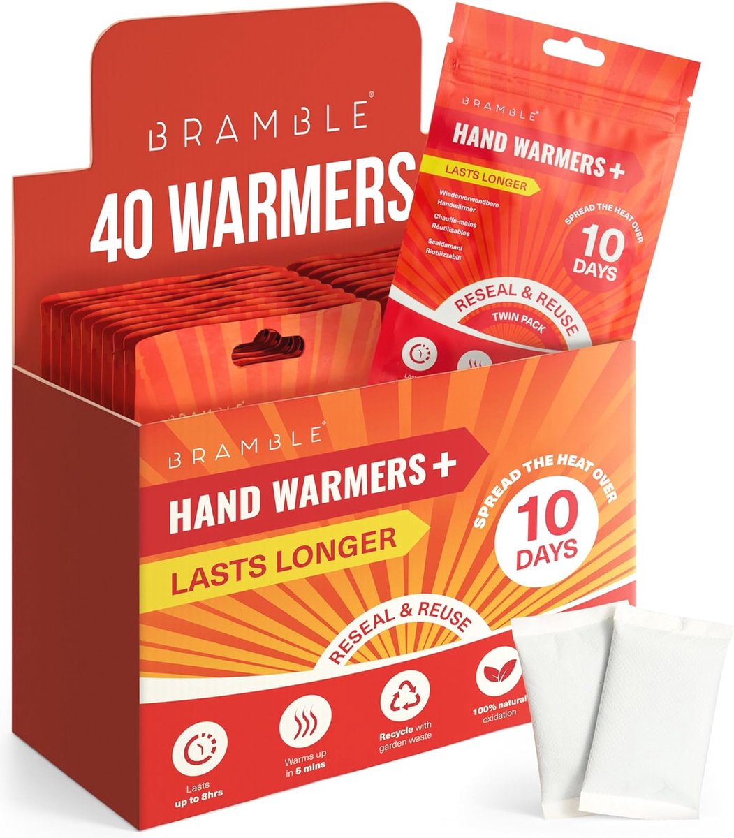 Goedkoopste Herbruikbare Handwarmers voor Winterse Activiteiten - 20 Paar, 8 Uur Warmte