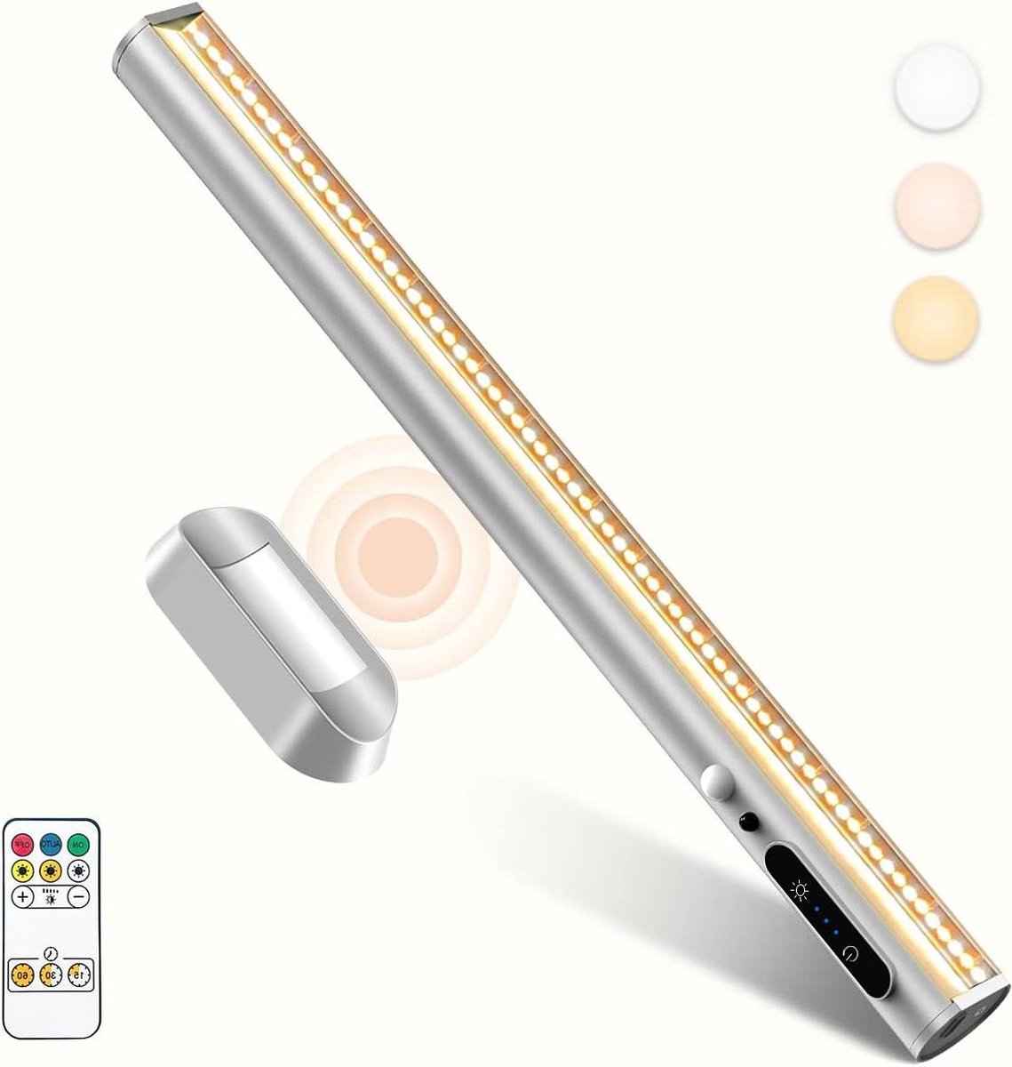 Hapfish Led-spiegellamp wandlamp, dimbaar, badkamerlamp oplaadbaar, werkt op batterijen, voor keuken, kast, make-uplamp, bedlampje goud