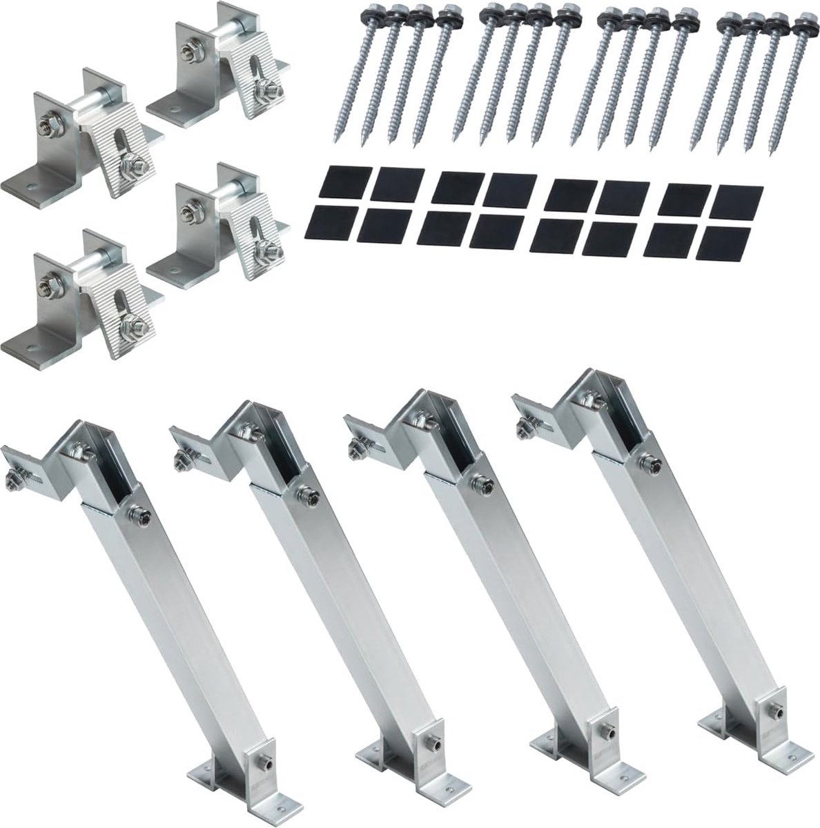 Zonnepaneelhouder voor plat dak - Verstelbare aluminium steun voor zonnepanelen (set van 2, 15°-30°)