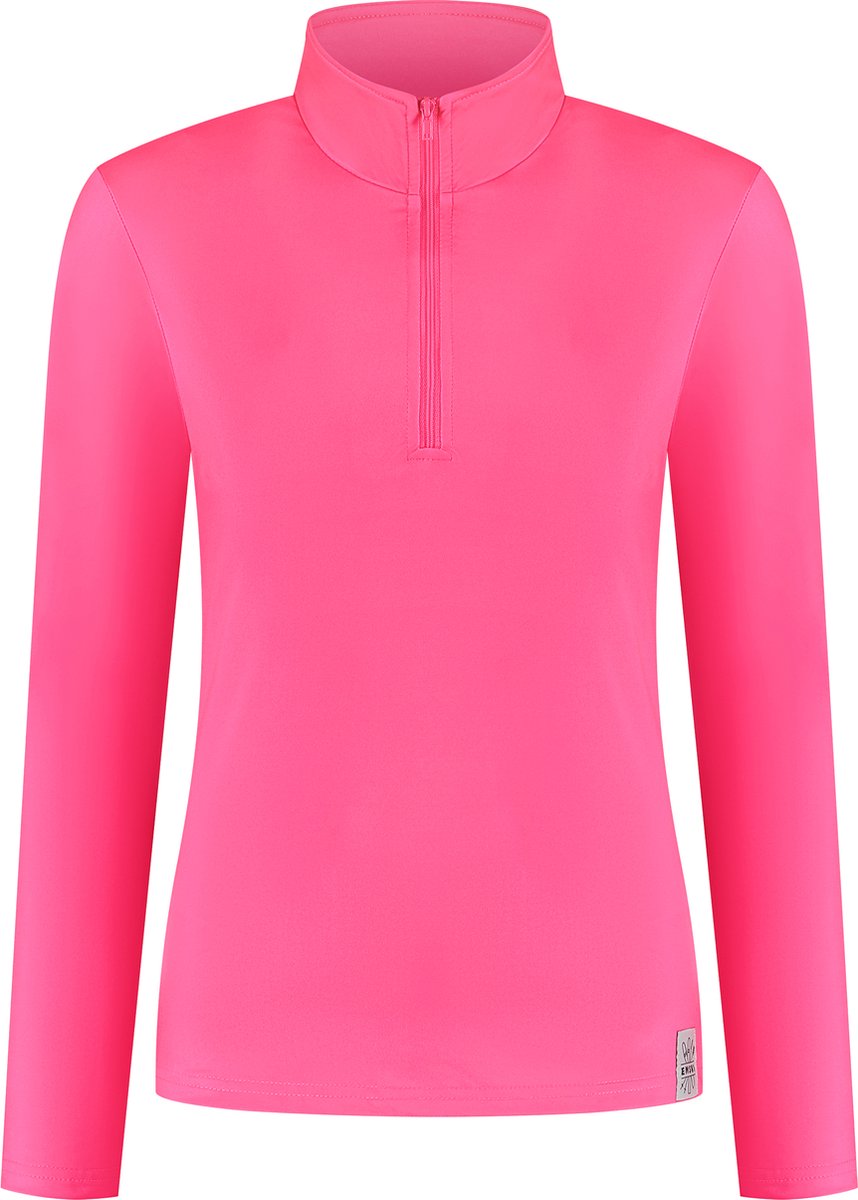 Emski Dames skipully Fel pullover met kwart rits lange mouwen wintersport kleding Roze