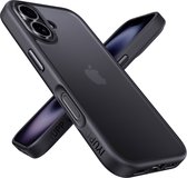 IYUPP Hoesje Geschikt voor iPhone 16 Hoesje - Shockproof Back Cover - Mat Zwart Transparant