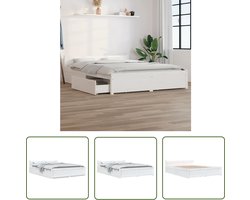 vidaXL Classic Bed Frame - Houten Bed Frame - Bedframe met lades wit 140x200 cm - Slaapkamers Meubels - Bed Met Laden - Grenenhout Bed