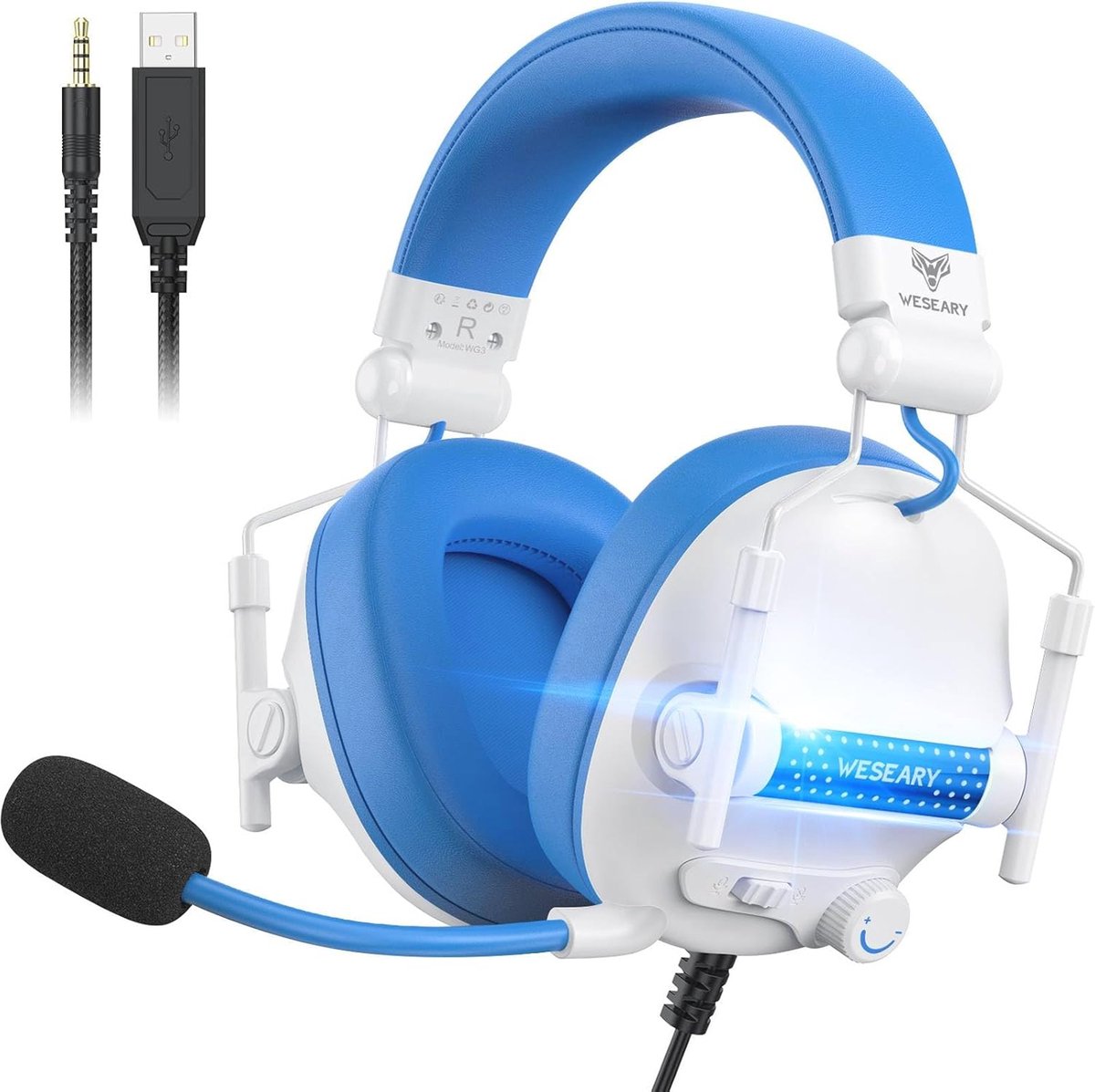 Gaming Headset voor Xbox One/PS4/PC/Switch - Stereo hoofdtelefoon met ruisonderdrukkende microfoon en RGB-licht