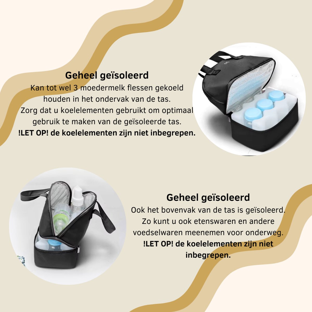 Goodston - Kolftas - Zwart - Compact - Klein - Moedermelk tas - Moedermelk koeltas - Koeltas - Babyfles koeltas - Babymelk koelen - koeltas borstvoeding - Luiertas - Luiertassen - Rugtas dames - Rugtas meisje - Rugtassen – foto 2