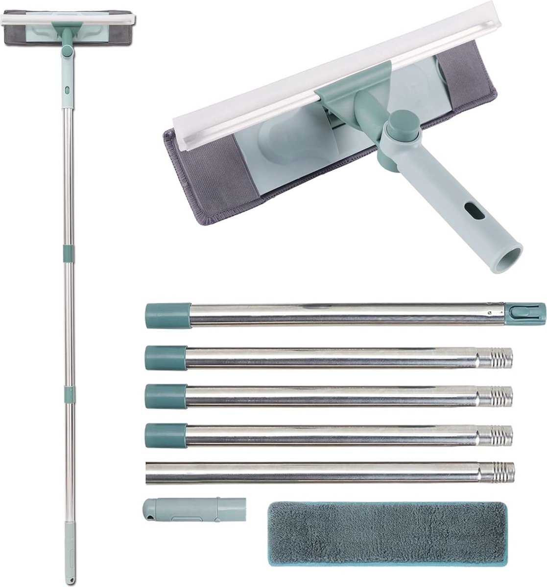 2-in-1 Raamwisser met Telescoopsteel en Variabel Wissergewricht - Ideaal voor Streepvrije Schone Ramen