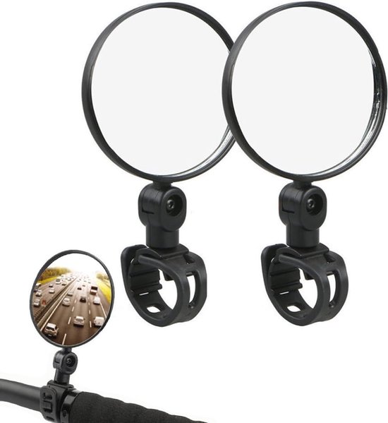 Voltano Fietsspiegel Links Draaibaar - Zwart - 9CM