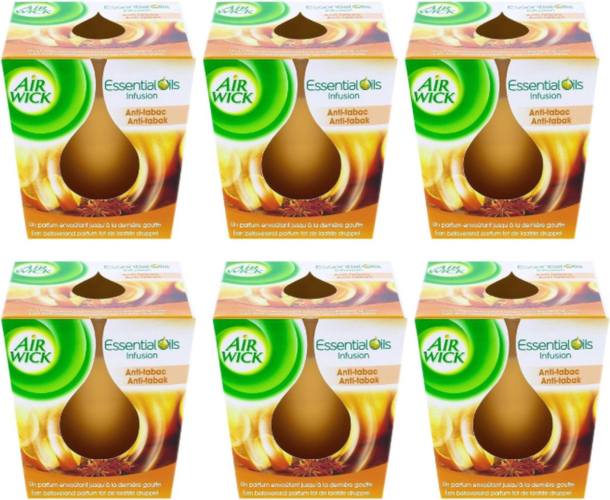 Air Wick Anti Tabak - Geur Kaars - Kaars - 6 x 105 gr oranje