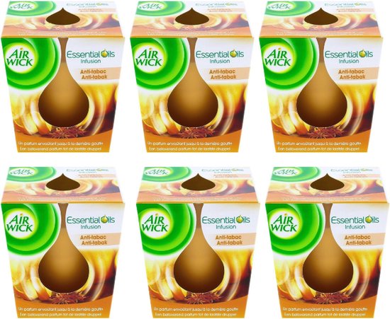 Air Wick Anti Tobacco - Bougie Parfumée - Bougie - 6 x 105 gr