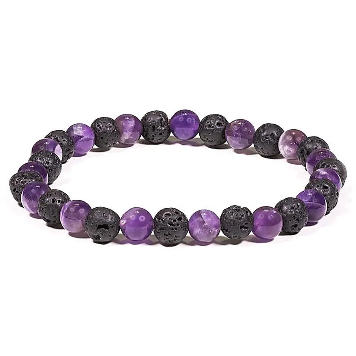 Armband - Lava - Amethist - Sierraad - Aardend - Spiritueel - Cadeau - Paars