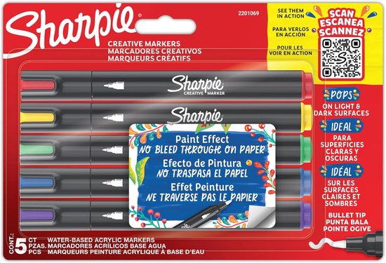 Shuttle Art 48 pieces permanent markers with fine tip, perfect for plastic, wood, stone, metal and glass for scribbling, colouring, highlighting