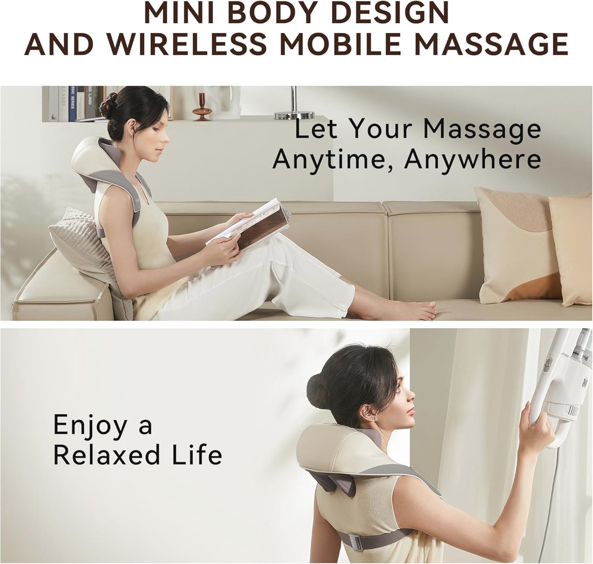 Mini Shiatsu Nekmassageapparaat met Warmte - Elektrische Massager voor Nek, Rug en Schouders - Diepweefsel Pijnverlichting — cadeau in Verzorging - foto 4