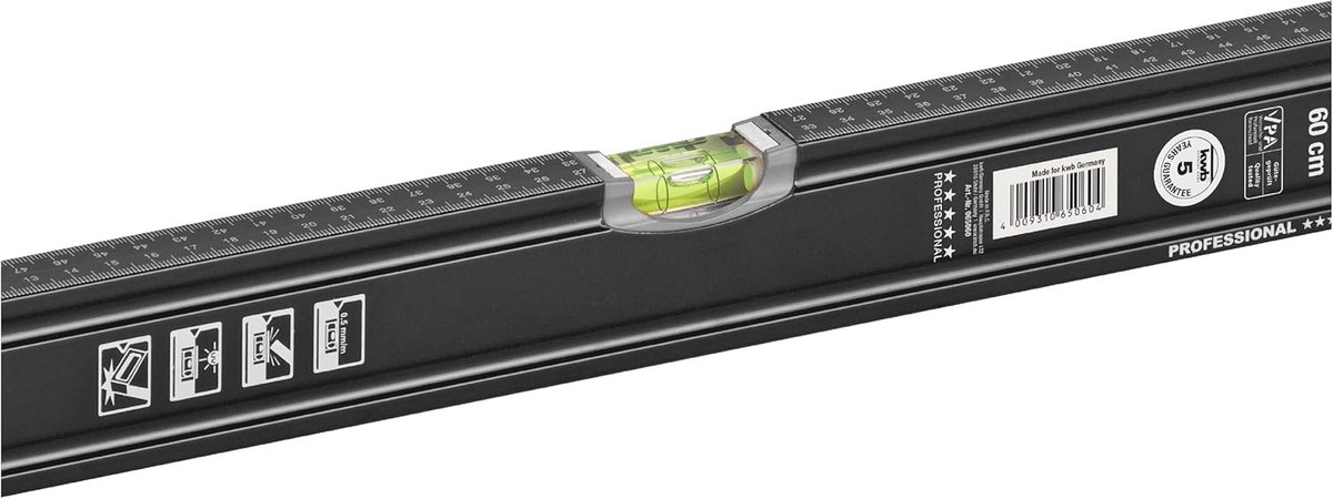 Aluminium Waterpas 60 cm - Stootvast en Nauwkeurig - 0,5 mm/m Nauwkeurigheid