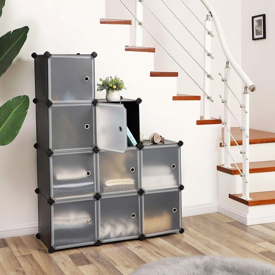Kast Lowander 3x4 Vakkenkast 'Padova' 111x148 Cm Kunststof Kledingkast Met Hangruimte Roomdivider Afsluitbaar