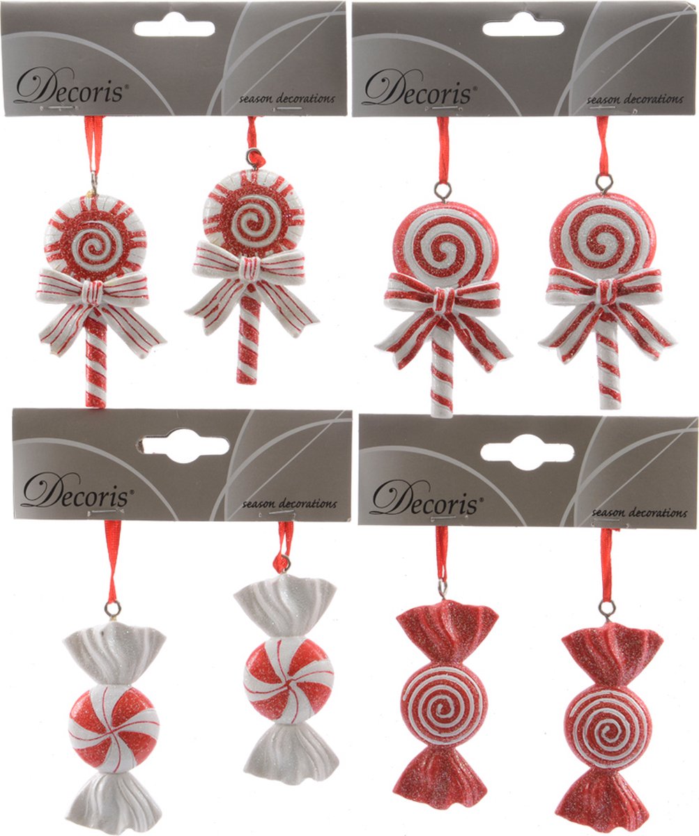 Snoep poly l5b1h7.5 cm rood a4 2st kerst Decoris