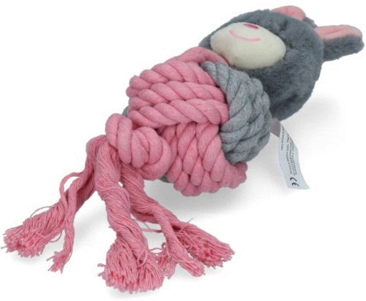 Bunny Puppy Ropey Ball – Hondenknuffel – Kalmerend – Grijs – 9 x 20 x 9 cm thumbnail 2