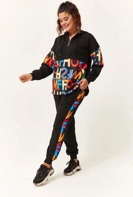 Grand survêtement pour femme avec imprimé de lettres colorées - Survêtement Fitness et Daily 4XL - Costumes d'entraînement Fitness - Housesuit
