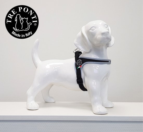 Tre Ponti Fibbia Basic Harness Black & Reflective - Harnais pour chien - 44-59 cm