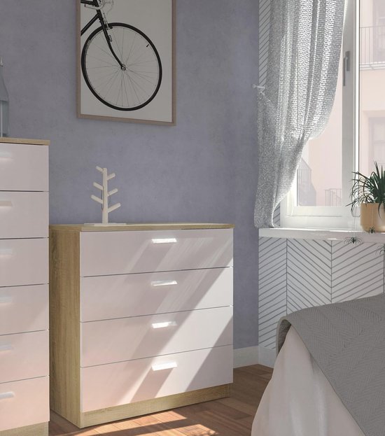 WOLTU Commode met 3 laden, dressoir en commodekast voor slaapkamer, woonkamer, hal, badkamer, moderne ladekast, 80 x 78 x 48 cm WOLTU Commode met 3 laden, dressoir en commodekast voor slaapkamer, woonkamer, hal, badkamer, moderne ladekast, 80 x 78 x 48 cm