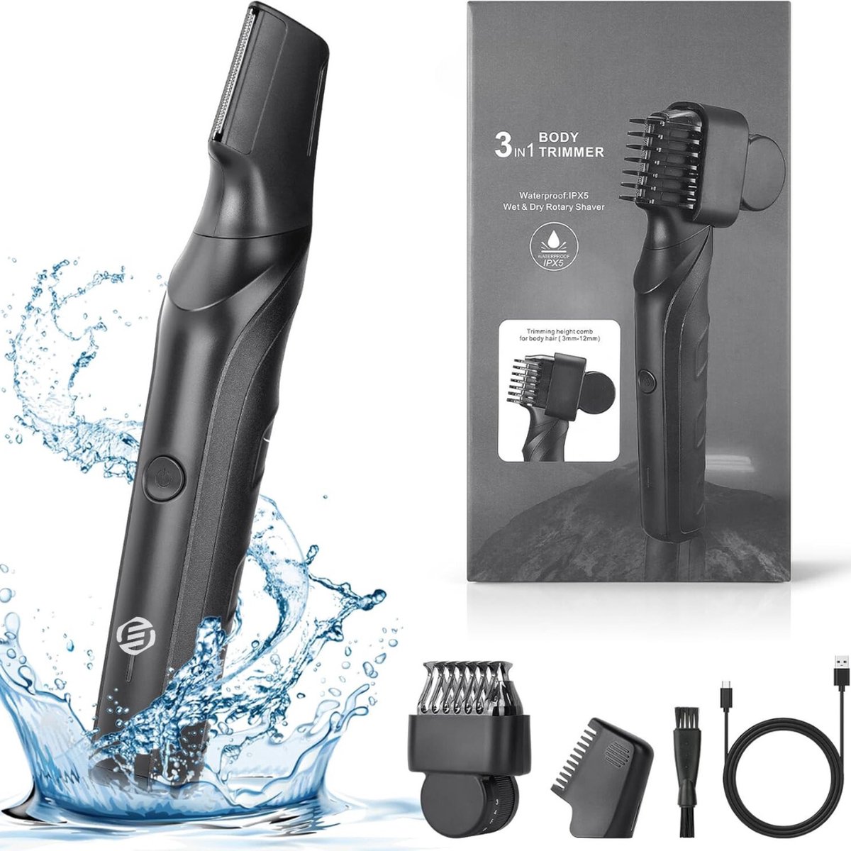 Equivera Bodygroomer Mannen - Trimmer Heren - Body Trimmer Mannen - Veilig Scheren - Scheerapparaat - Schaamhaar Trimmer Mannen - Trimmer Mannen Schaamstreek