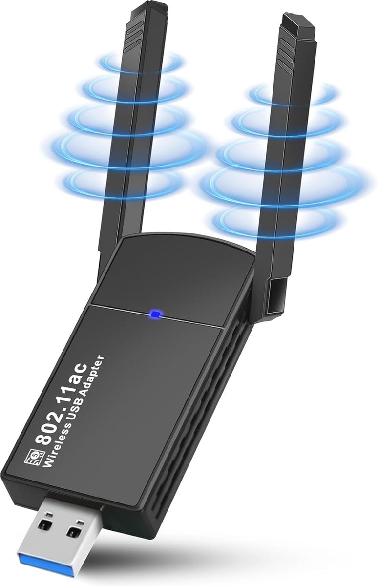 USB WLAN-stick tot 1300 Mbit/s met dual-band 5dBi antennes