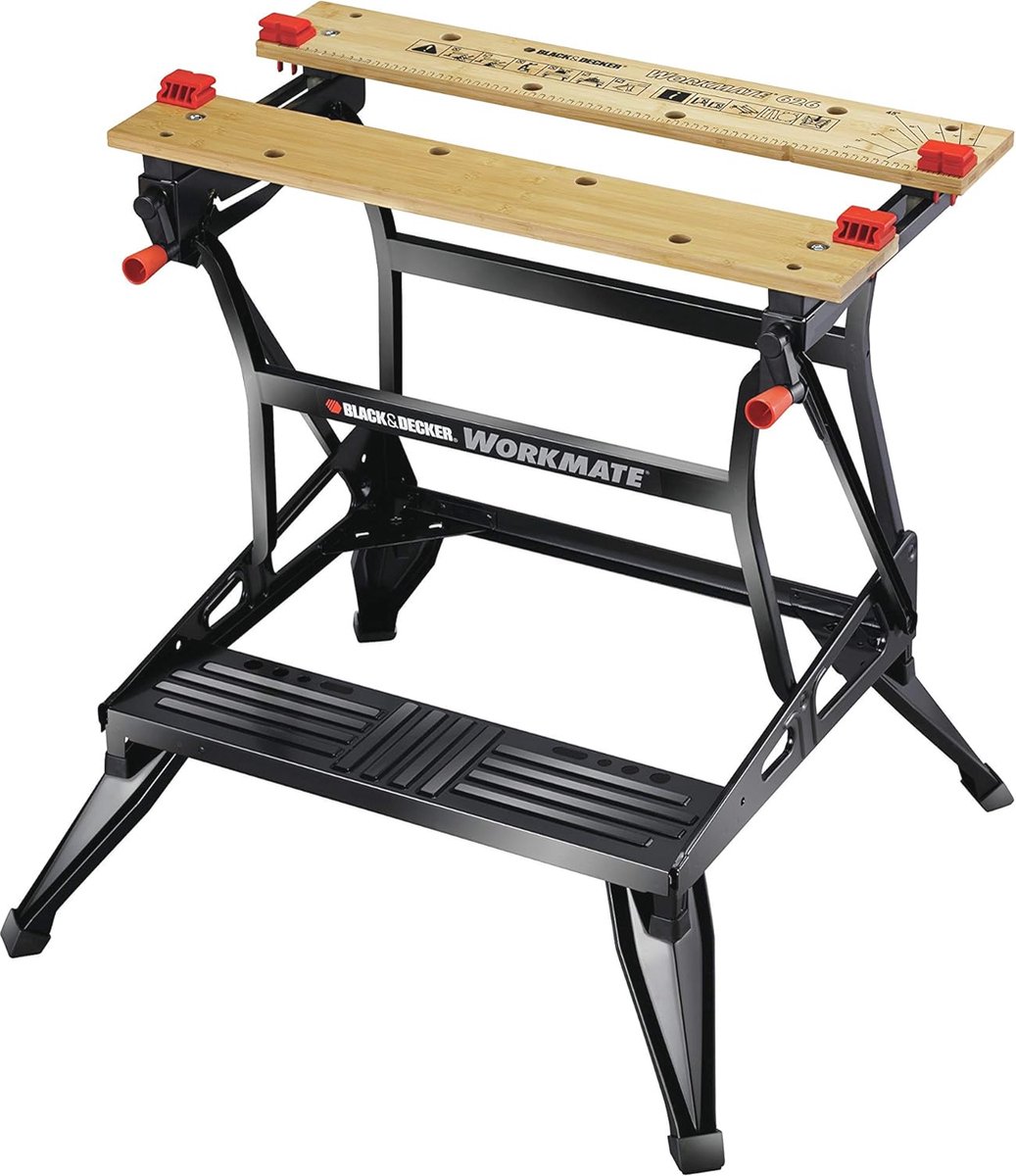 Werkbank met Dubbele Hoogte, tot 250 kg, Zwart - Opvouwbare Stalen Constructie