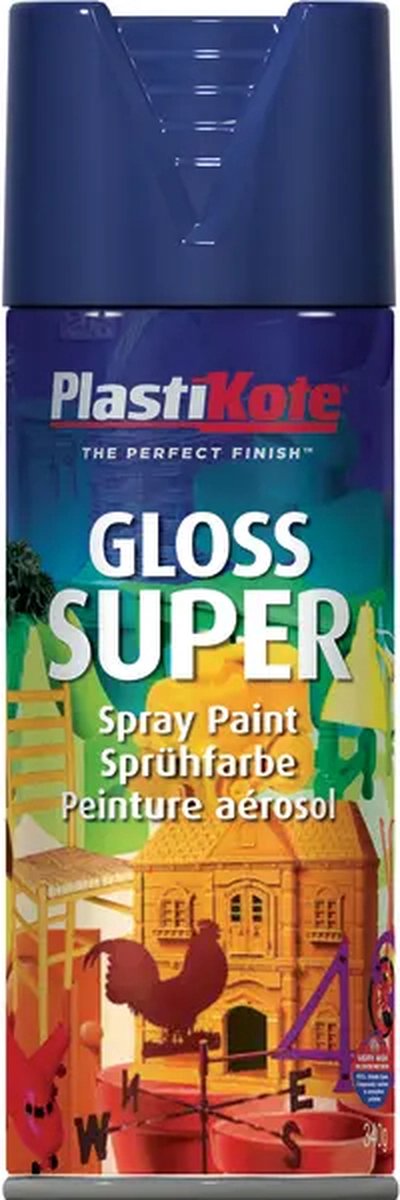 Plastikote - Sprayverf - Super Gloss - Hoogglans - blauw 400 ml