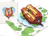 Popcards pop-up kaart – Schattige Otters Vriendschap Liefde pop-up kaart 3D wenskaart