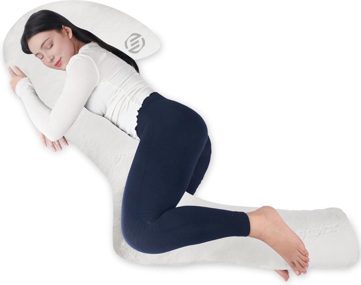 Goedkoopste Equivera Zijslaapkussen Volwassenen - Zijslaapkussen - Lichaamskussen Zijslaper - Zijslaap Kussen Volwassenen - Zwangerschapskussen - Voedingskussen - Borstvoedingskussen - Body Pillow - Voor een comfortabele nachtrust!