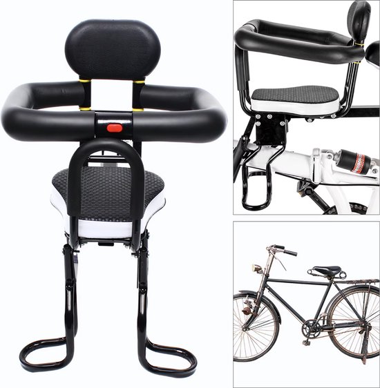 J&R Fietszitje - Kinderzitje - Fietszitje voor - Fietszitje stang - Dubbel punt bevestiging - Zwart/Wit