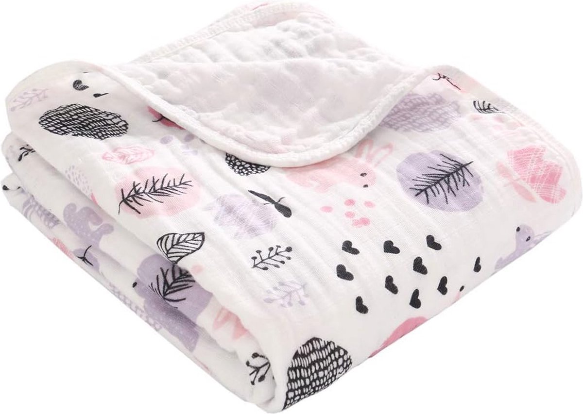 Goedkoopste Inbakerdeken voor baby - 100 katoenen mousseline, 110 x 150 cm, multifunctioneel (twee lagen/konijn