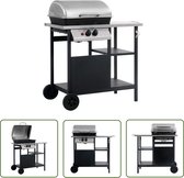 Bol.com The Living Store Luxe BBQ - Gasbarbecue - Gepoedercoat staal en roestvrij staal - 92 x 53 x 96 cm - 3-laags zijtafeltje aanbieding