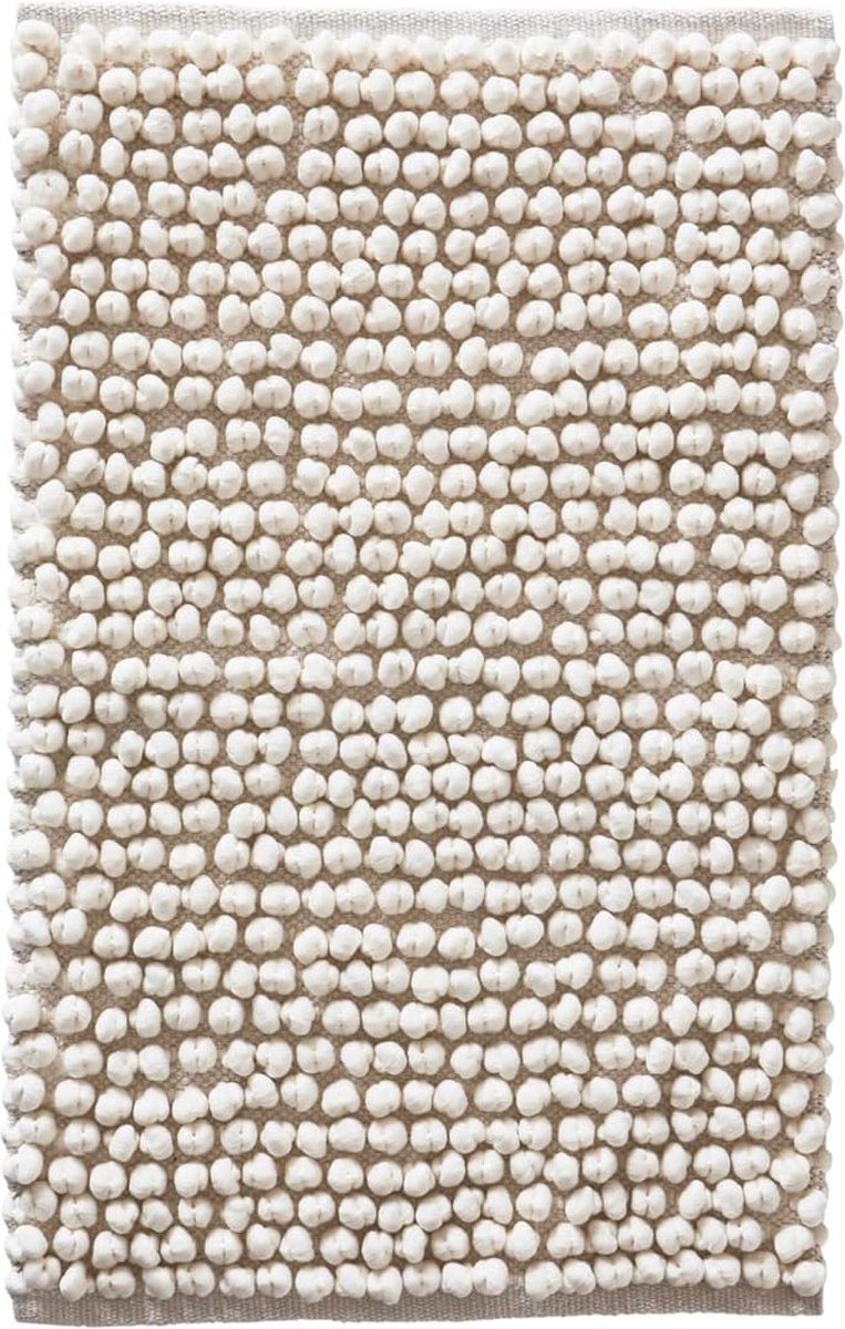 Popcorn Badmat Katoen en Polyester Mix - 50 x 80 cm - Witte Badmat voor Badkamer